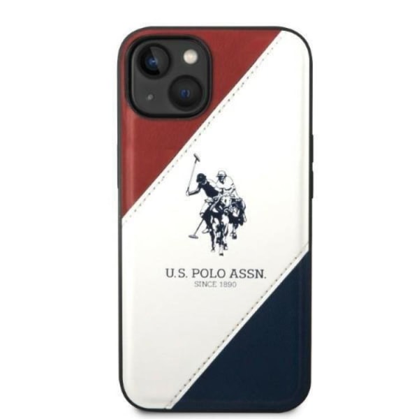 US Polo iPhone 14 etui Tricolor præget - hvid