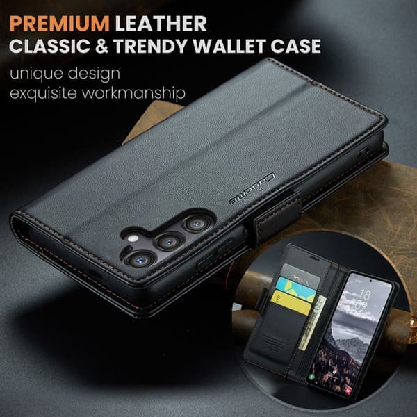 CASEME Plånboksfodral Konstläder för Samsung Galaxy S24 FE - Svart