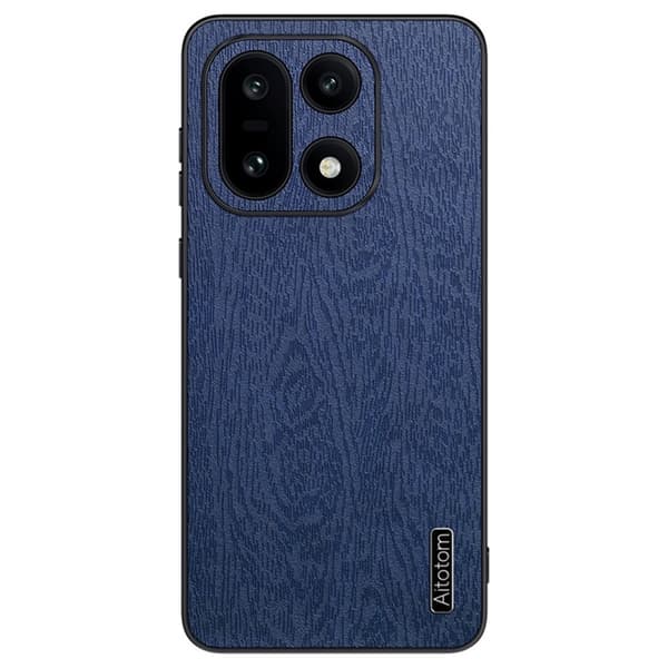 Mobilskal till OnePlus 15 5G Wood Texture PU Läder - Blå Blå