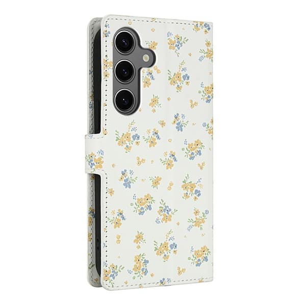 Galaxy S25 Plus - S24 Plus Plånboksfodral Rhombic Floral A5 Vit
