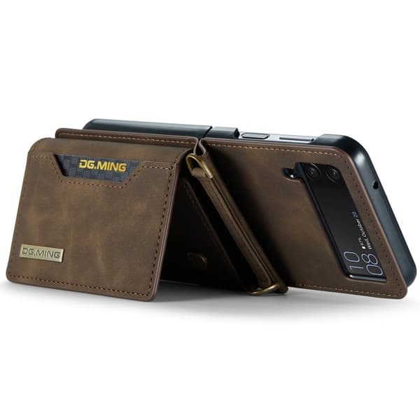DG.MING Samsung Galaxy Z Flip4 Konstläder Plånboksfodral - Brun
