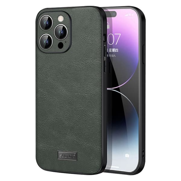SULADA Mobilskal till iPhone 15 Pro Max PU Läder TPU PC Stöttålig Grön