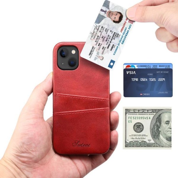 SUTENI iPhone 14 Plus -suojuskorttikotelo - punainen