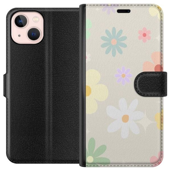 Plånboksfodral till Apple iPhone 13 med fejdande blommor