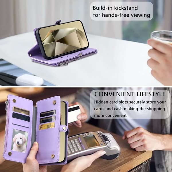 Samsung Galaxy S26 Plånboksfodral TPU + Konstläder - Lila