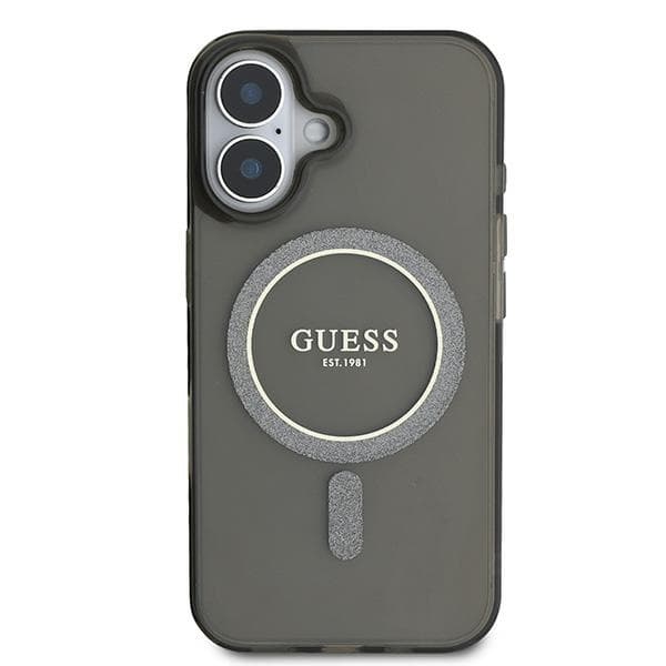 Guess Mobilskal till iPhone 16 Plus MagSafe IML Glitter Circle - Svart Black