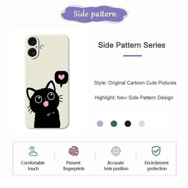 Mobilskal till iPhone 17 Love Black Cat Pattern - Grön Grön