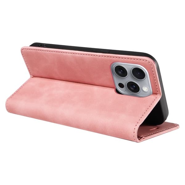 BETOPNICE 003 iPhone 16 Pro Max Plånboksfodral Konstläder - Rosa
