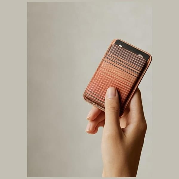 PITAKA MagSafe Korthållare Woven Plånbok - Sunset Brun