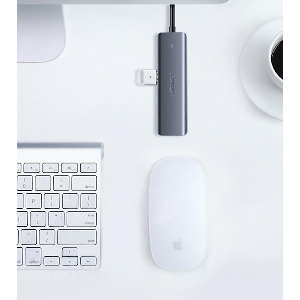 Ugreen USB HUB - 4x USB 3.2 Gen 1 med Mikro-USB-Strömport - Grå