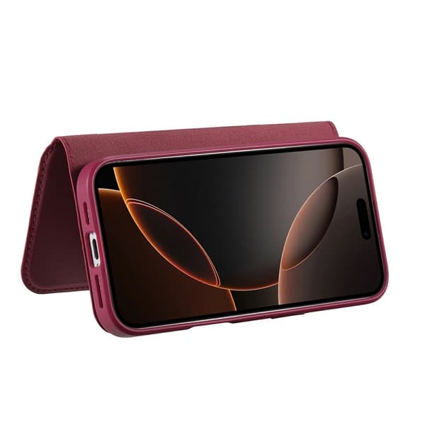 CASENEO iPhone 14 Pro Max Plånboksfodral Konstläder - Röd