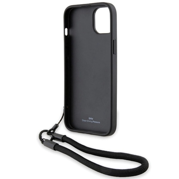 BMW iPhone 15/14/13 Mobilskal Signature Läder Wordmark Cord Svart