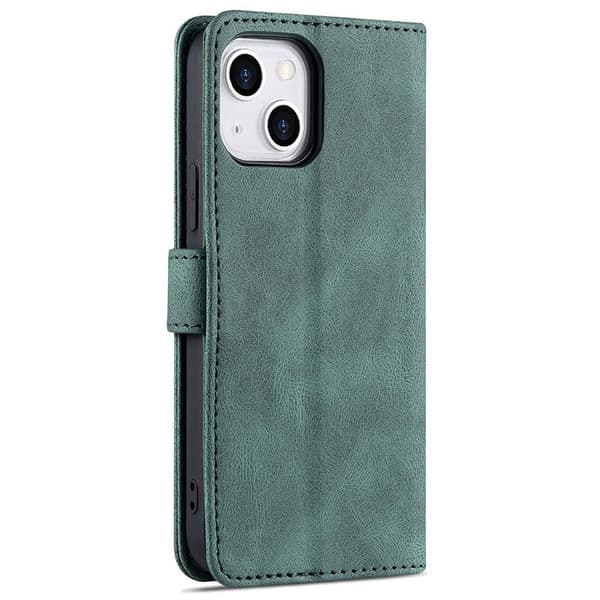 AZNS iPhone 13 Plånboksfodral - Stöttåligt och repfritt - Konstläder - Grön