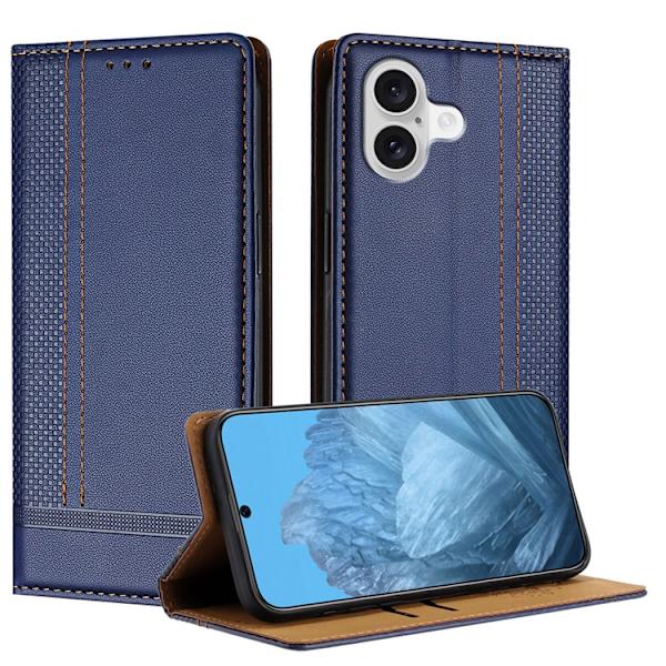 iPhone 17 Plånboksfodral Kickstand Grid Pattern - Blå Blå