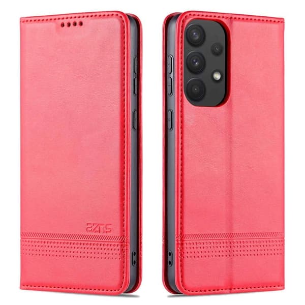 AZNS Samsung Galaxy A73 Plånboksfodral Konstläder - Röd