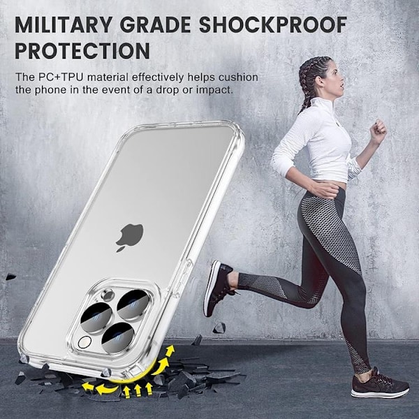 [3in1] BOOM iPhone 14 Pro Skal, Härdat Glas, Kameralinsskydd