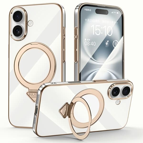 SULADA Mobilskal till iPhone 16 MagSafe Kickstand Klar PC - Guld