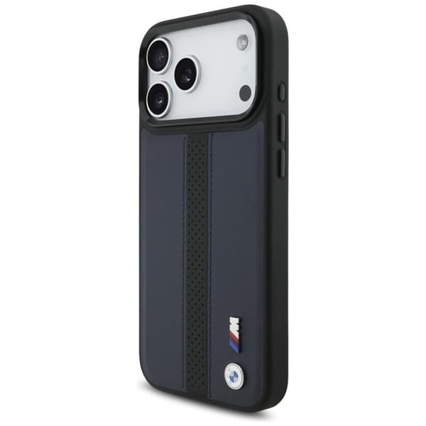 BMW telefontaske til iPhone 17 Pro Max MagSafe M perforeret stribe logo - Navy Blå
