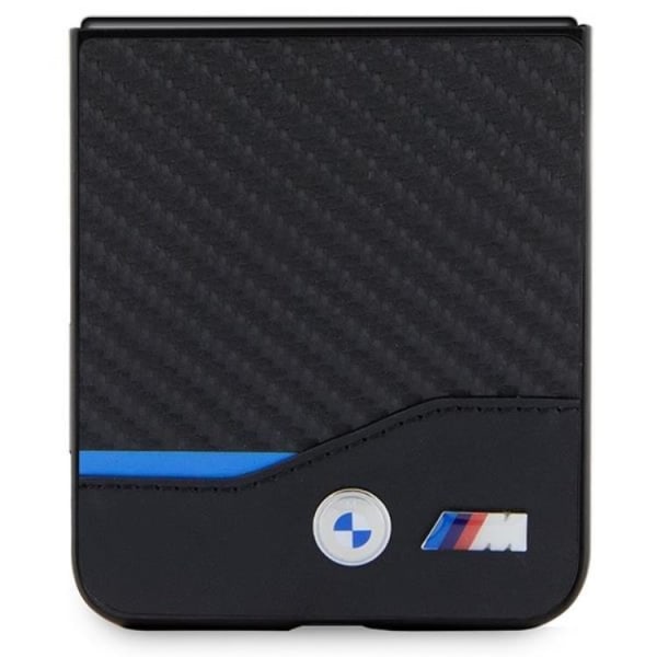 BMW Galaxy Z Flip 5 matkapuhelimen suojakuori, nahkainen hiili - musta
