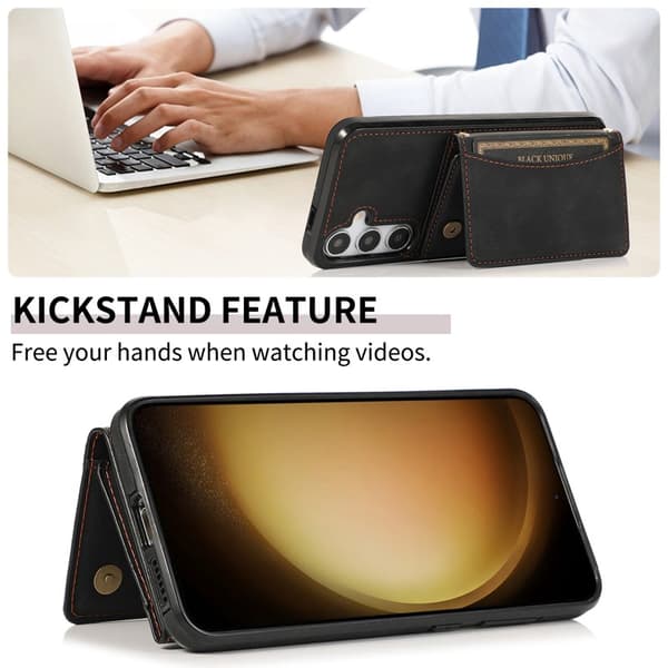 Plånboksfodral för Samsung Galaxy S26 Plus Tri-Fold Kickstand PU - Svart
