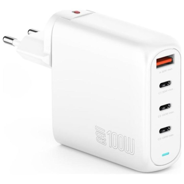 4smarts Snabbladdare 100W 3xUSB-C 1xUSB-A Flex Pro - Vit Vit