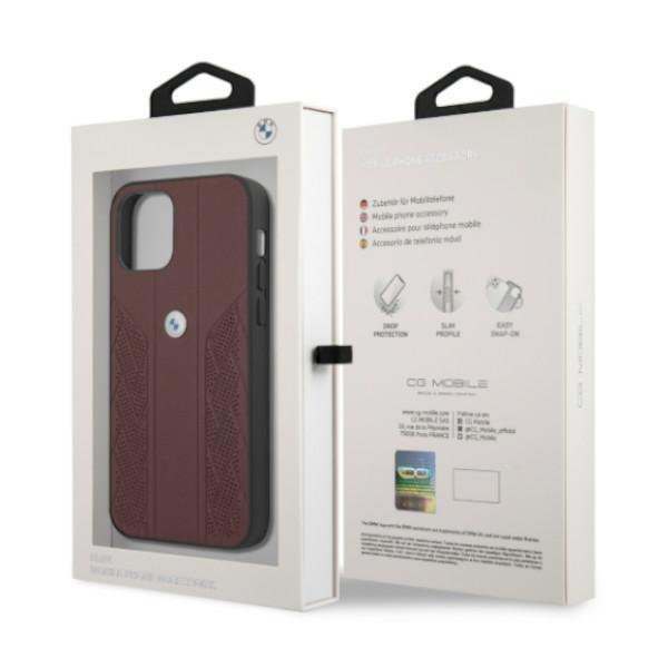 BMW Leather Curve Perforate Case iPhone 12 / 12 Pro - Rød Red