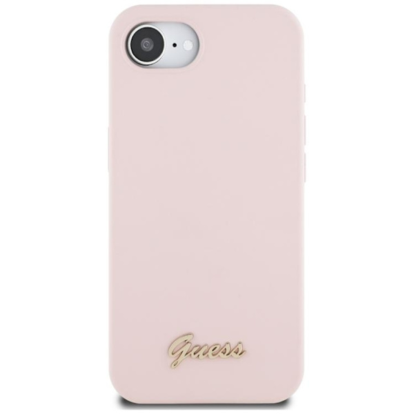 Guess Mobilskal till iPhone 16e MagSafe Silikon Script Metal Logo