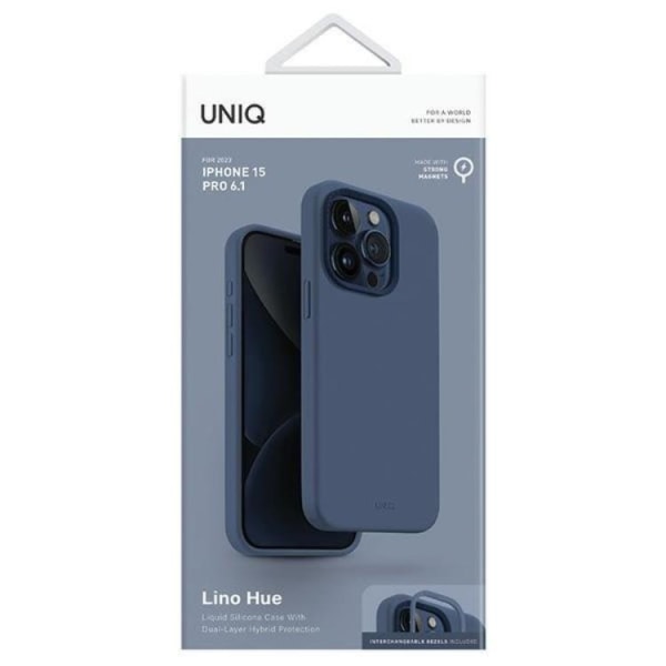 UNIQ iPhone 15 Pro Mobilskal Magsafe Lino Hue - Marinblå