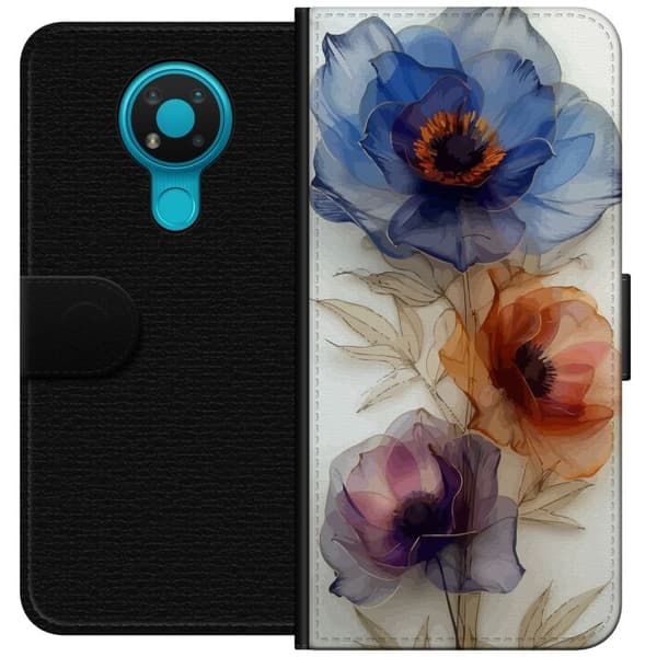 Plånboksfodral till Nokia 3.4 med Silkesblommor