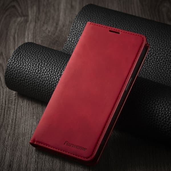 FORWENW iPhone 14 Pro Max Plånboksfodral Konstläder - Röd