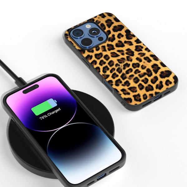 ABEEL Mobilskal till iPhone 16 Pro Max Leopardmönster PU+TPU Guld