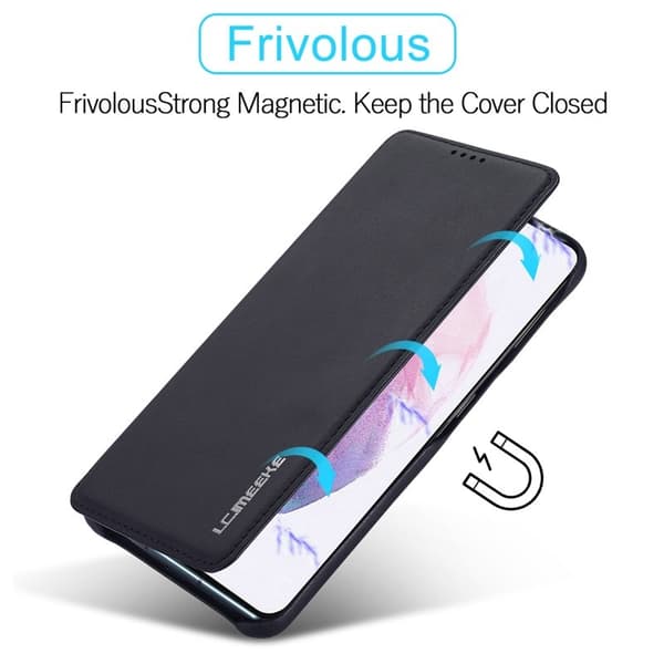 LC.IMEEKE Samsung Galaxy S22+ Plånboksfodral Konstläder - Svart