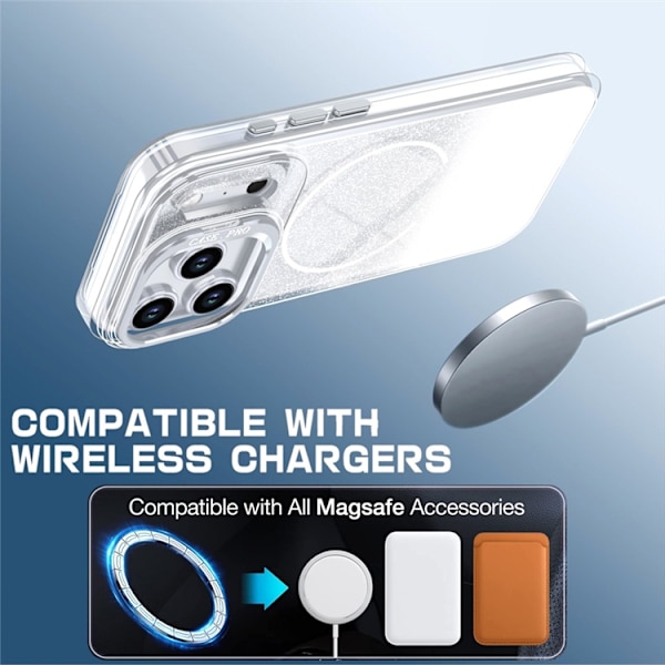 Mobilskal till iPhone 17 Pro Max MagSafe Shockproof Glitter Gradient - Vit Vit