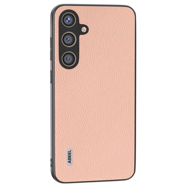 ABEEL Mobilskal till Samsung Galaxy S24 Äkta Läder Hård PC Rosa