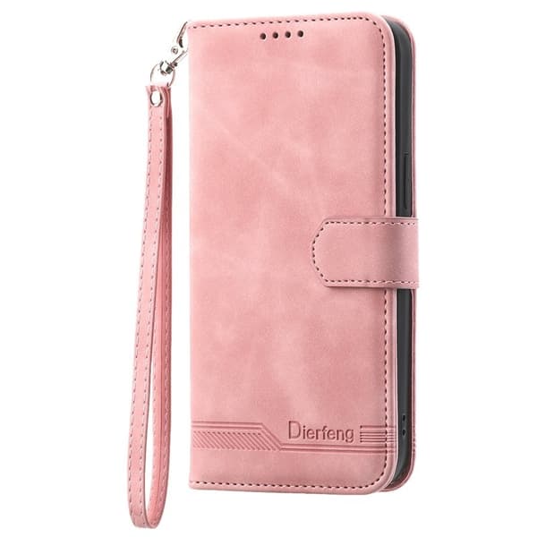 DIERFENG DF-03 Samsung Galaxy S25 Edge Plånboksfodral Konstläder - Rosa