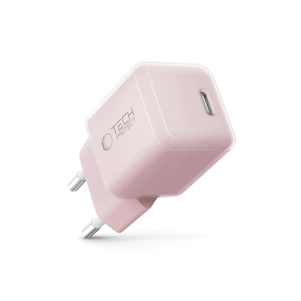 Tech-Protect Vægoplader USB-C 25W - Baby Pink Rosa