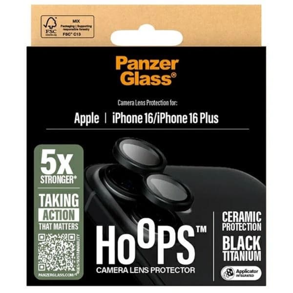 PanzerGlass iPhone 16/16 Plus Kameralinsskydd Härdat Glas Black