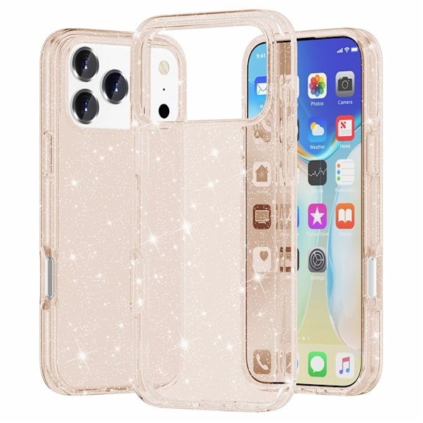 AMORUS Mobilskal till iPhone 17 Pro Max Shockproof - GlitterGuld Guld