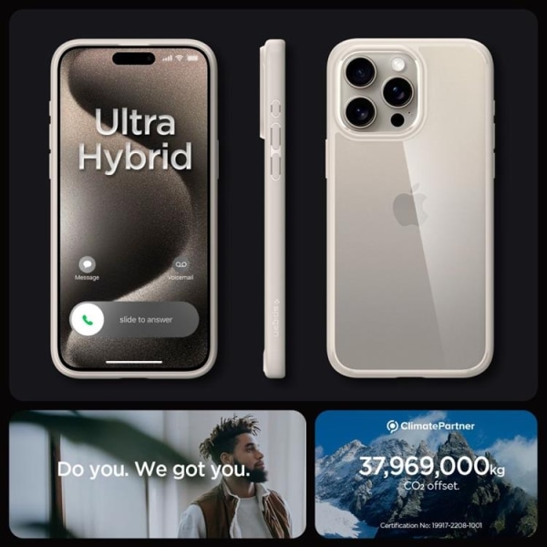 Spigen iPhone 15 Pro Max Mobilskal Ultra Hybrid - Natural Titani