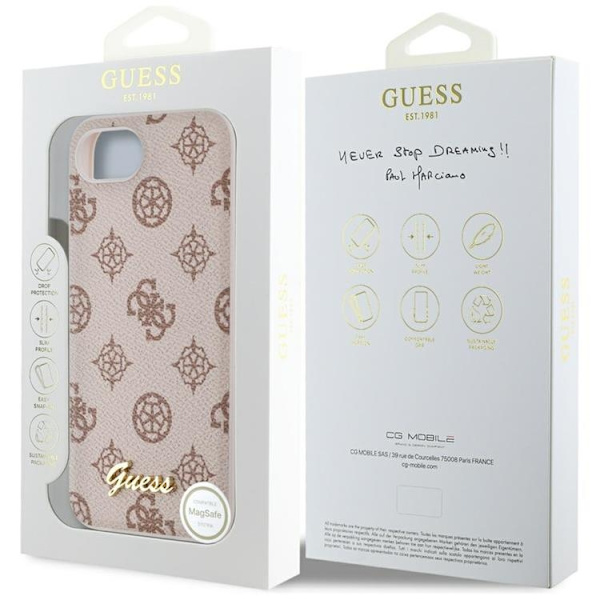 Guess Mobilskal till iPhone 16e MagSafe Peony Script Logo - Brun Brun