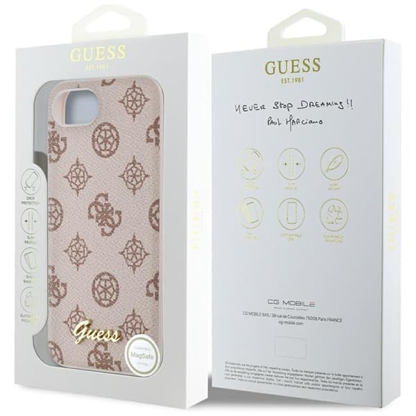 Guess Telefontaske til iPhone 16e MagSafe Peony Script Logo - Brun Brun