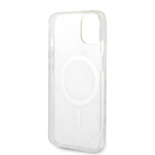 GUESS iPhone 14 Plus Magsafe Skal Marble + Trådlös Laddare - Vit Vit