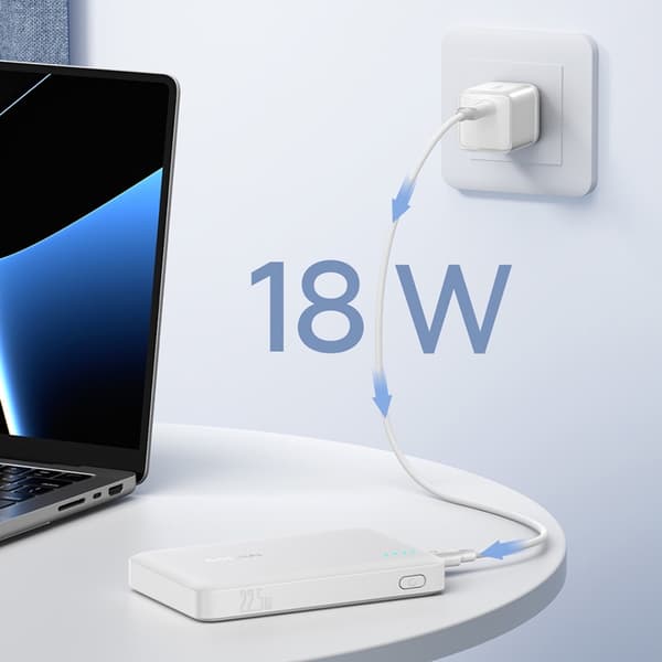 Baseus Powerbank 10000 mAh 22.5W USB-C USB-A - Vit