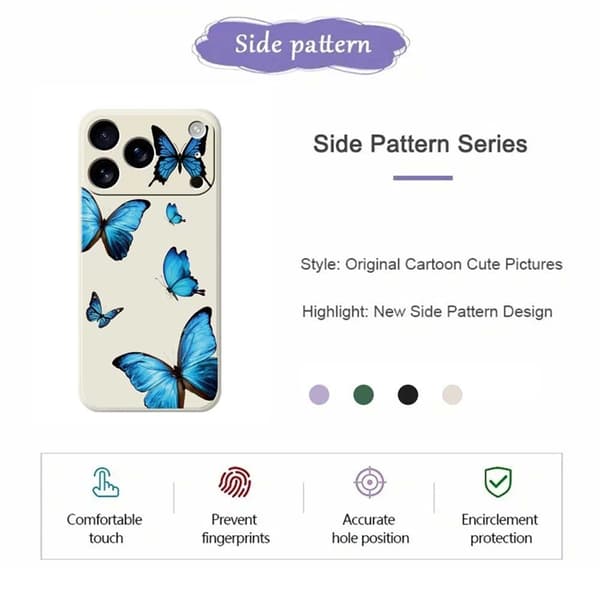 Mobilskal till iPhone 17 Pro Blue Butterflies Pattern TPU - Lila Lila