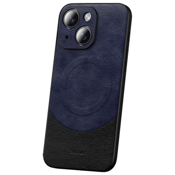 SULADA Mobilskal till iPhone 15 Plus PU Läder Coated PC+TPU Blå