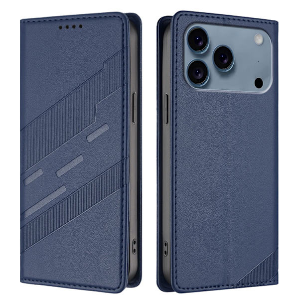iPhone 17 Pro Max Plånboksfodral Punk Style Imprinted - Mörkblå Blå