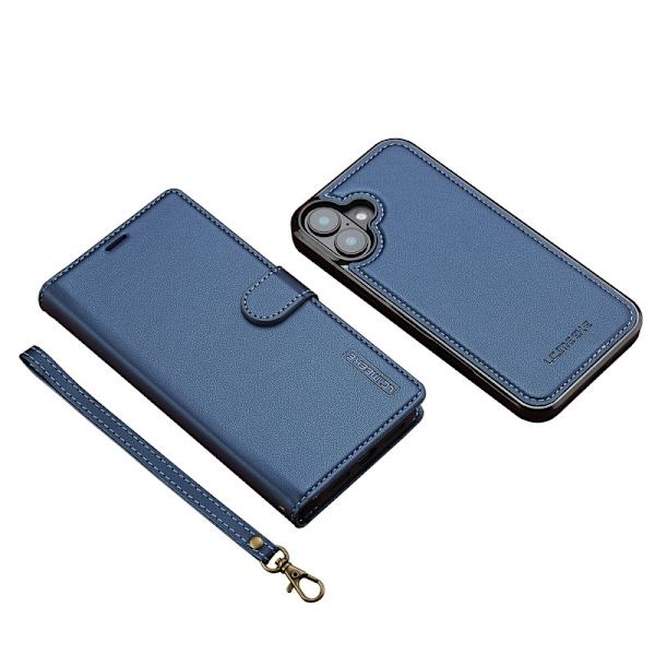 LC.IMEEKE L2 Series iPhone 16 Plus Plånboksfodral Konstläder - Blå