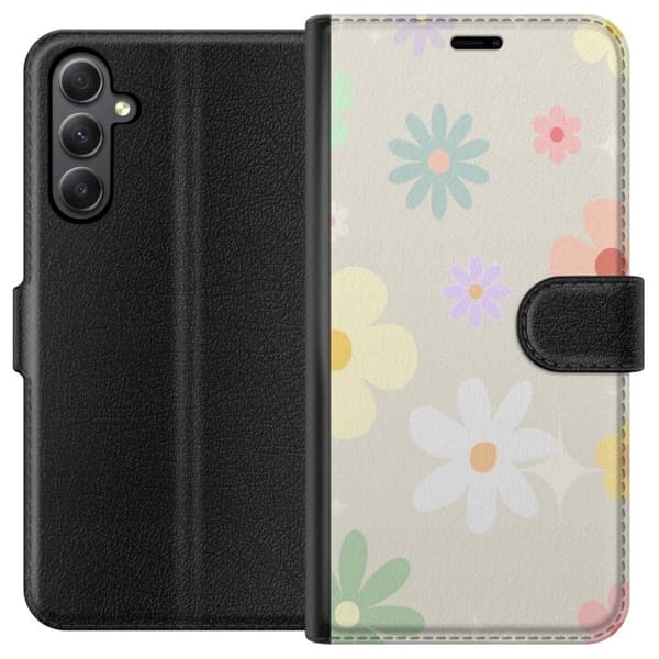 Plånboksfodral till Samsung Galaxy A24 4G med fejdande blommor