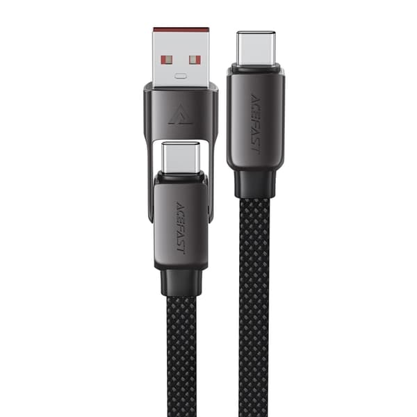 Acefast USB-C - USB-A - USB-C 3A Kabel 0.2m 480Mb/s Svart Svart