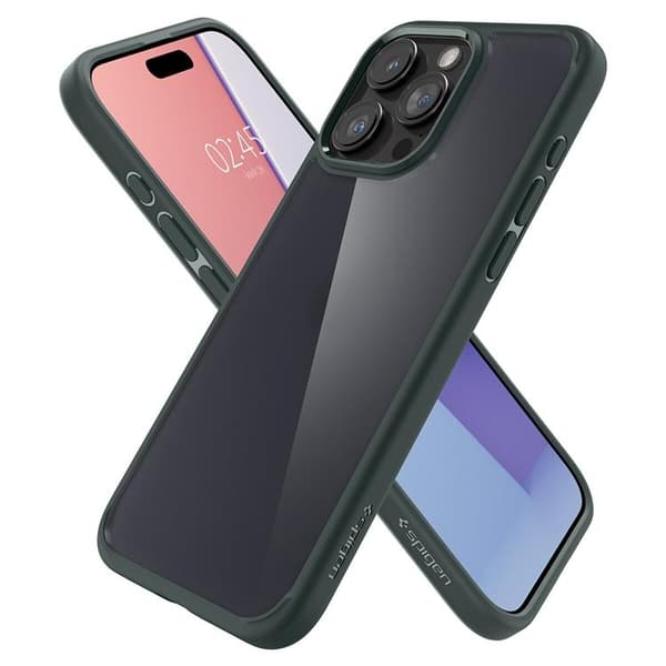Spigen Mobilskal till iPhone 15 Pro Ultra Hybrid - Mörkgrön Grön